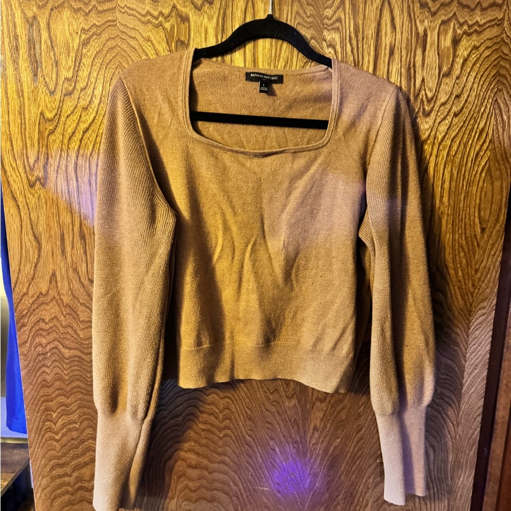 Banana Republic Tan Scoop Neck Sweater